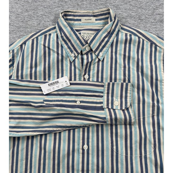 J Crew Shirt Mens Small Blue Striped Secret Wash Shirting Button Down City NEW - Picture 1 of 9